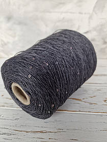 Пряжа Льон 100% сірий + паєтка срібна