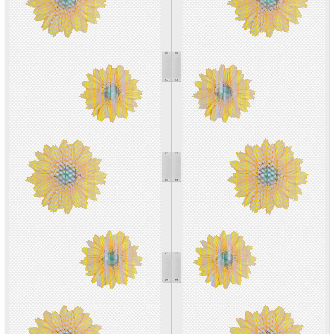 Москітна сітка на магнітах Supretto з соняшниками для дверей, біла (4744-1)