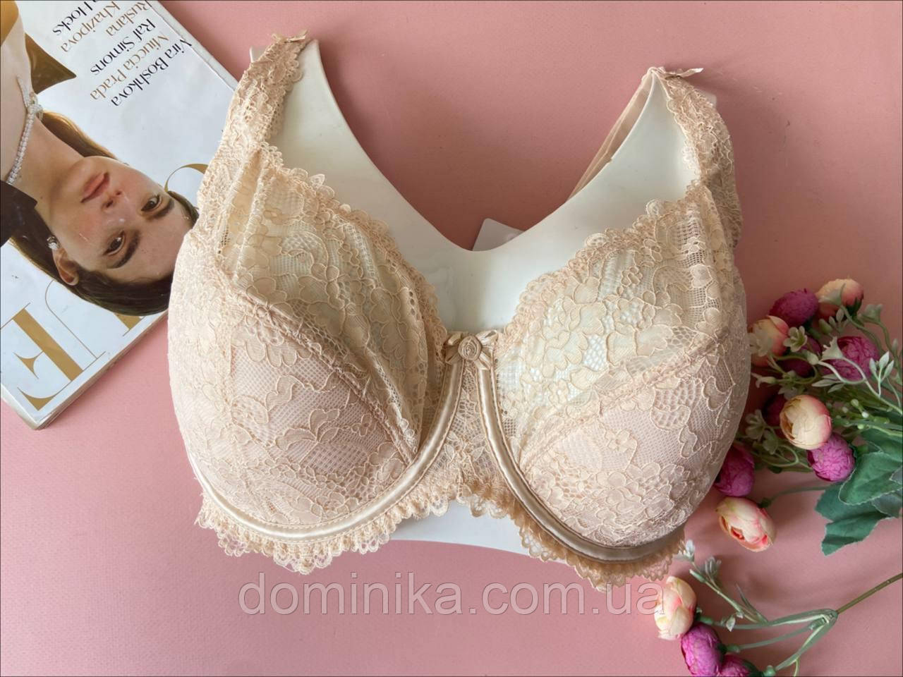 80/90F Бюстгальтер F напівм'який мереживний бежевий
