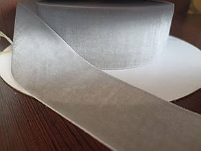 Оксамитова стрічка 5см (#8139) світло-сірий 20м