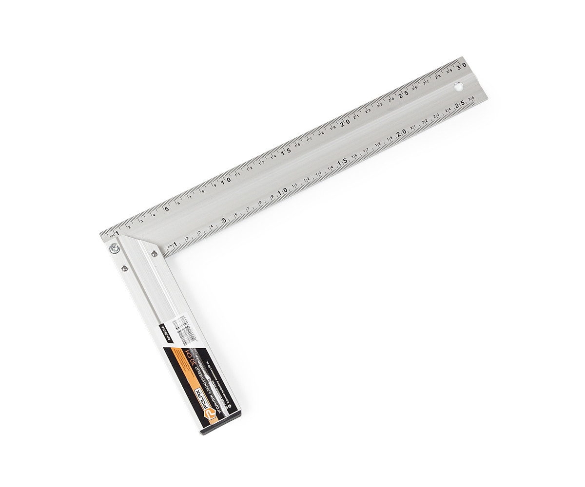 Кутник столярний Polax алюмінієвий будівельний по 2 шкали на 2х сторонах 30 см (38-018), фото 1