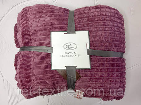 Плед двошаровий із мікрофібри Koloco ліловий 220х240см., фото 1