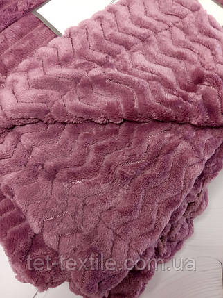 Плед двошаровий із мікрофібри Koloco ліловий 220х240см., фото 2