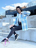 🔸 Тепла Сорочка-куртка з капюшоном у клітку "July" (вовна + трикотаж) | Осіння курточка жіноча | Норма