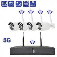 Комплект видеонаблюдения беспроводной DVR 5G KIT CAD Full HD Wi-Fi на 4 камеры с регистратором mm