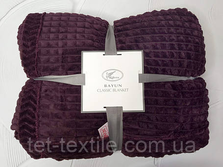 Плед двошаровий із мікрофібри Koloco сливовий 220х240см., фото 1