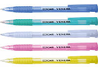 Ручка кулькова автоматична Economix VENERA, корпус асорті пише синім