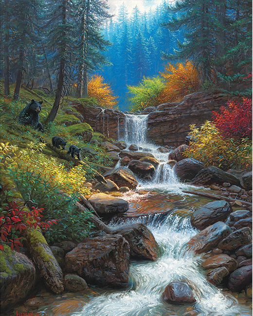 Картина стразами Діамантові ручки Тече вода, тече бистра (У) (GU_178922) 30 х 40 см (На підрамнику)