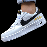 42-46 Nike Air Force White Black 1 GORE-TEX кроссовки мужские белые с черным Найк Форс