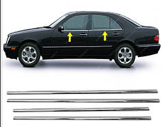 Нижня окантовка стекол  4 шт  нерж  Carmos - Турецька таль для Mercedes E-сlass W210 1995-2002 рр