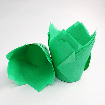 Паперова форма для мафінів Тюльпан салатовий 12 шт.