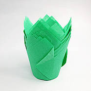 Паперова форма для мафінів Тюльпан салатовий 12 шт., фото 2