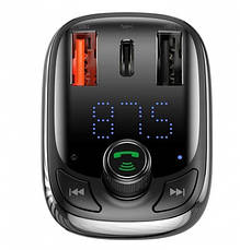 FM трансмітер Baseus Lokomotive S-13 CCTM-B01 модулятор Bluetooth 2 USB 1 Type-C Чорний, фото 4