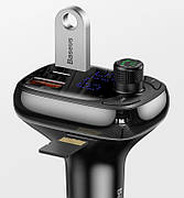FM трансмітер Baseus Lokomotive S-13 CCTM-B01 модулятор Bluetooth 2 USB 1 Type-C Чорний