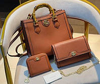 Женский набор сумка, клатч, кошелек Gucci Гуччи, брендовая сумка, брендовый кошелек, гучи, женский кошелек