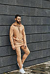 Спортивний костюм чоловічий трикотажний весна-осінь з капюшоном бежевий. Живе фото. Чоловічий костюм, фото 2