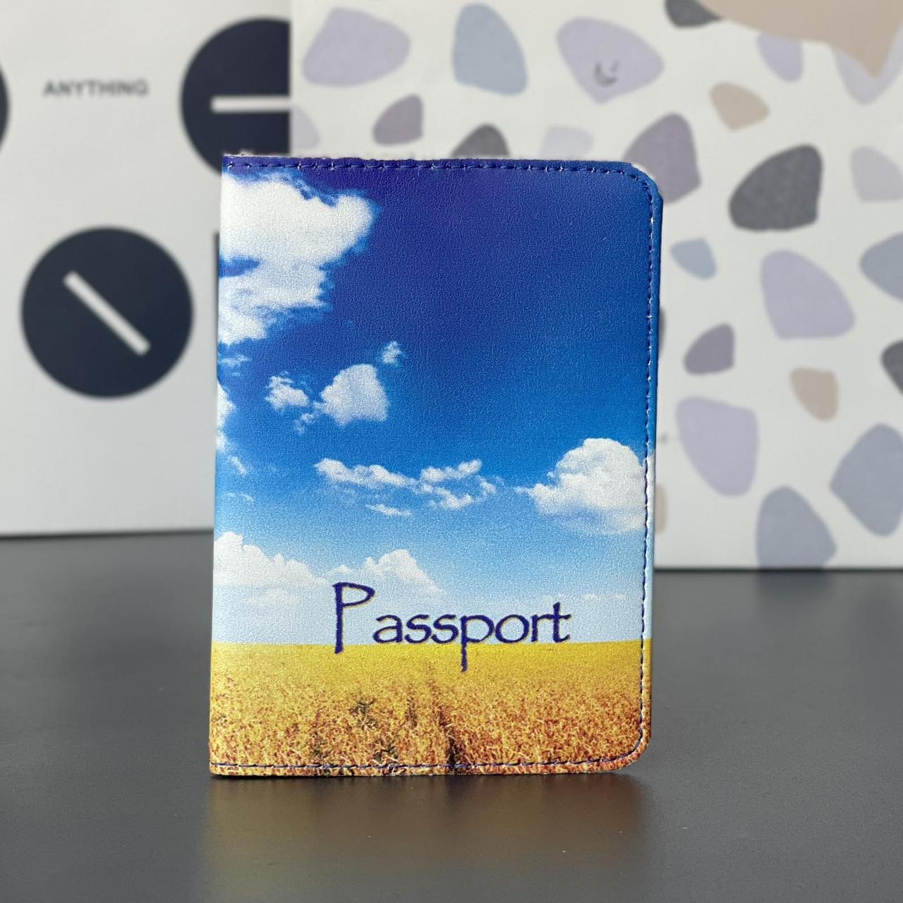 Обкладинка на паспорт "Українське поле", Обложка для паспорта экокожа "Украинское поле" 48