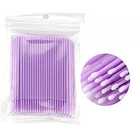 Одноразовые микробраши (микроаппликаторы) в пакете для наращивания и ламинирования ресниц, 100 шт./уп. Фиолетовый