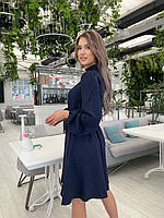 Кокетлива льняна жіноча сукня міді з довгими рукавами з 42 по 48 розмір, фото 9