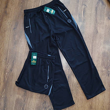 Чоловічі спортивні штани,батали "HETAI" Art: 111 Чорні Опт(Упаковками по 5 шт.)