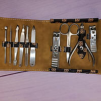 Набор инструментов для маникюра и педикюра (10 инструментов) цвет Коричневый