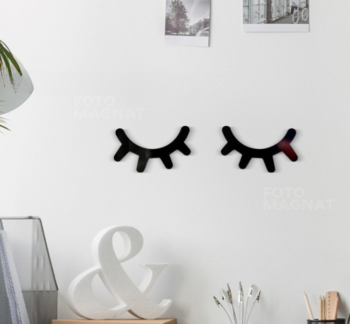 Дзеркальна наліпка на стіну у вигляді вій "Lashes" — акрилова панель для декору інтер'єру, самоклейна 2шт, фото 1