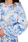 Лляна сорочка "Квітка" (блакитний принт), фото 3