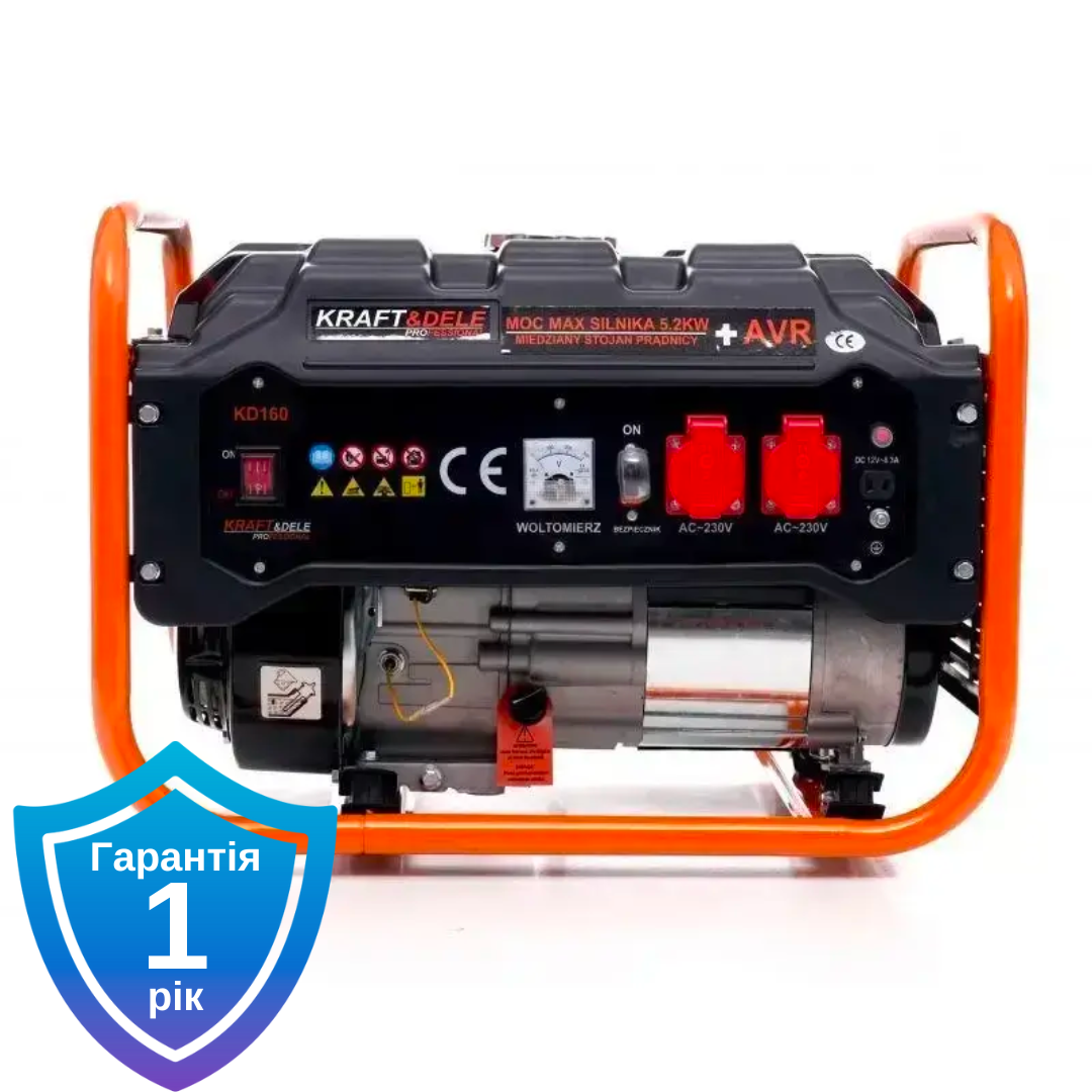 Генератор бензиновий Kraft&Dele KD160 3.5 кВт + AVR, фото 1