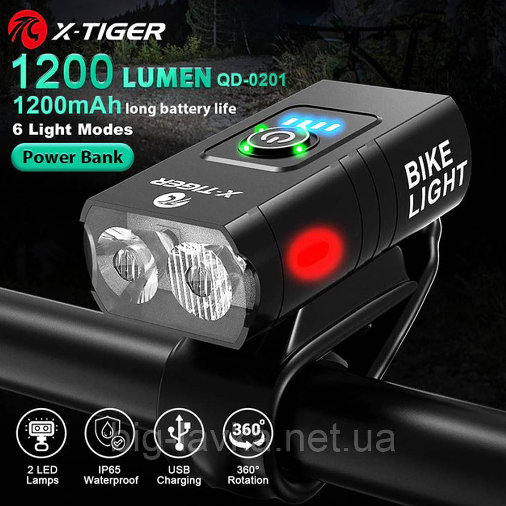 Велосипедний ліхтар X-Tiger USB QD-0201 Чорний