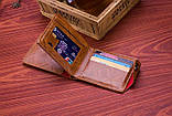 Кошелек мужской 100долларов коричневый бумажник визитница гаманець, Мужские портмоне кошельки гаманці чоловічі, фото 7