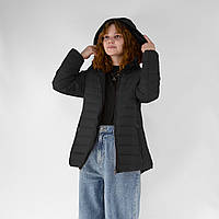 Женская демисезонная стеганая куртка на синтепоне с капюшоном Tovta (Венгрия) Черный L