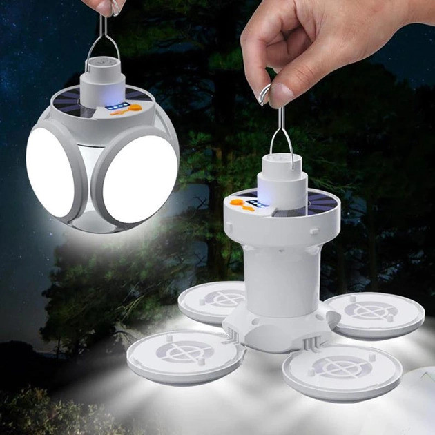 Підвісна світлодіодна Led-лампа кемпінгова на акумуляторі від usb BL-2029 із сонячною батареєю складана