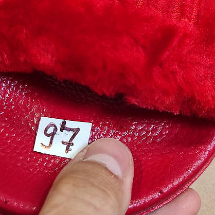 ЗНИЖКА! 38р (24,5см) Шльопанці шльопанці з хутром, хутряні капці, червоні на плоскій підошві, фото 6