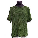 Туніка жіноча бавовняна в'язана гачком зелена сітка M-L, фото 3