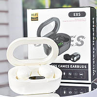 Вакуумні бездротові навушники E8S з мікрофоном жовтий з екраном у стилі Airdots