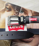 Шкіряний чоловічий ремінь black Levis 501, фото 3