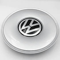 Ковпачки (заглушки) на литі диски VW (Фольксваген) 154 мм Хром лого, Чорна база Сірі (3B0601149), фото 4