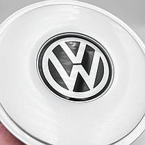 Ковпачки (заглушки) на литі диски VW (Фольксваген) 154 мм Хром лого, Чорна база Сірі (3B0601149), фото 3