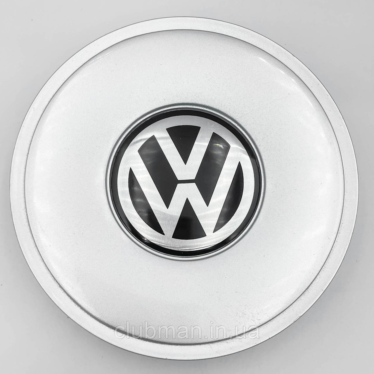 Ковпачки (заглушки) на литі диски VW (Фольксваген) 154 мм Хром лого, Чорна база Сірі (3B0601149)