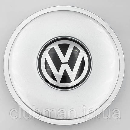 Ковпачки (заглушки) на литі диски VW (Фольксваген) 154 мм Хром лого, Чорна база Сірі (3B0601149), фото 1