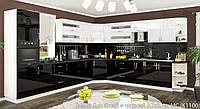 Кухня Гамма Лак комлпект K1100 3,7х3,4м белый+черный Мебель Сервис