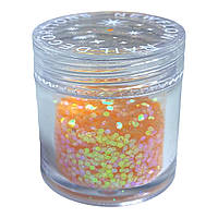 Блискітки для декору нігтів шестигранники + пісок помаранчеві