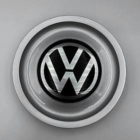 Ковпачки (заглушки) на литі диски VW (Фольксваген) 155 мм Хром лого, Чорна база Сірі (1J0601149B)