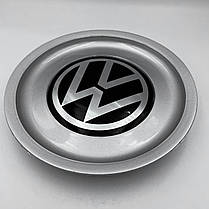 Ковпачки (заглушки) на литі диски VW (Фольксваген) 155 мм Хром лого, Чорна база Сірі (1J0601149B), фото 5