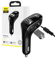 FM трансмиттер Bluetooth модулятор Baseus S-09 2USB CCALL-TM01 адаптер зарядний пристрій Чорний, фото 5