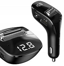 FM трансмиттер Bluetooth модулятор Baseus S-09 2USB CCALL-TM01 адаптер зарядний пристрій Чорний, фото 3