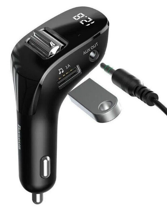 FM трансмиттер Bluetooth модулятор Baseus S-09 2USB CCALL-TM01 адаптер зарядний пристрій Чорний