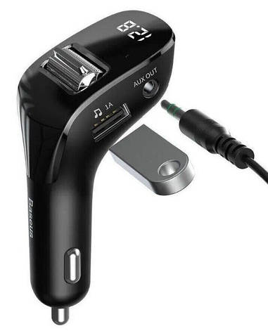 FM трансмиттер Bluetooth модулятор Baseus S-09 2USB CCALL-TM01 адаптер зарядний пристрій Чорний, фото 1