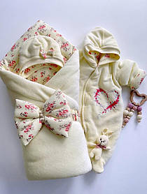 Набір на виписку з пологового для дівчинки 4 предмета Rose зріст 56 см Lari Жовтий