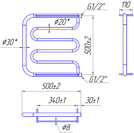 Сушарка для рушників "Маріо" Фокстрот 530х500/500., фото 2